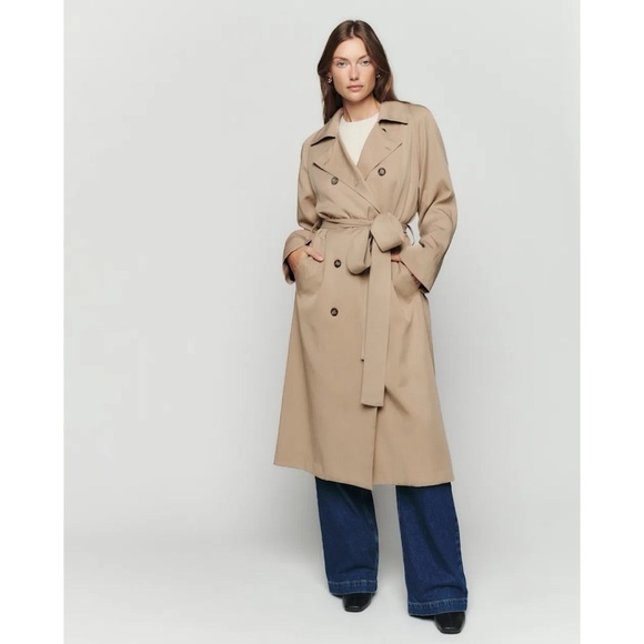 Reformation Kensington Trench Jacket Coat in Khaki - Picture 3 of 15
